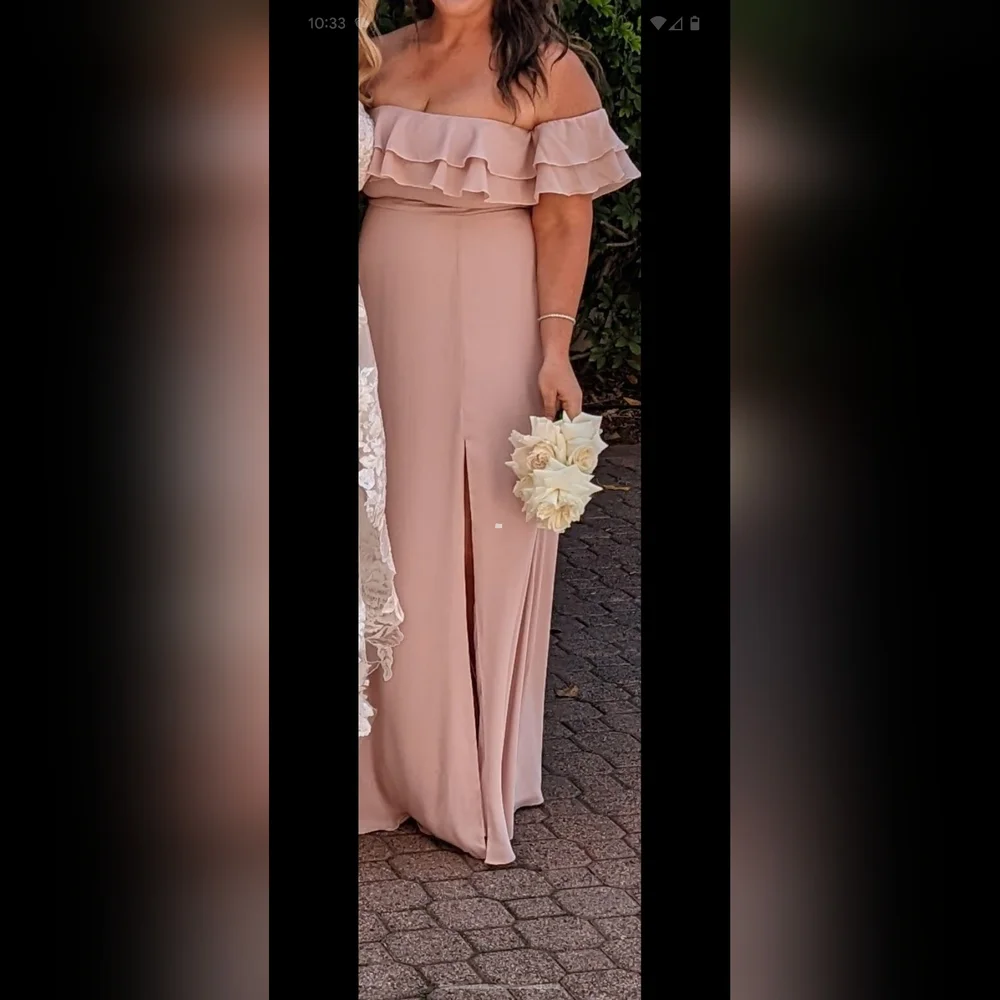 Emma Ruffle Maxi Dress ~ Dusty Blush Crisp Size XL - Picture 9 of 10